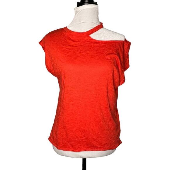 Elan Distressed Short Sleeve Tee Orange Size Small - Picture 8 of 8